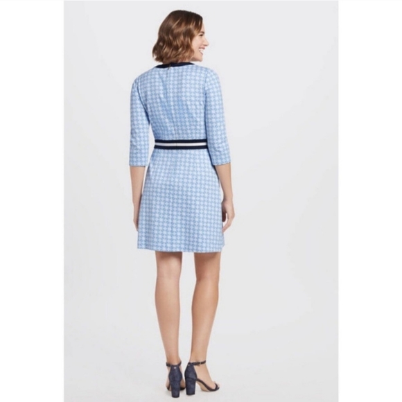 Draper James 3/4 Sleeve Honeycomb Persley Dress in Blue Multi - M - Picture 2 of 16